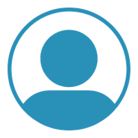 A blue profile icon, of a nondescript person's silhouette inside a circle.
